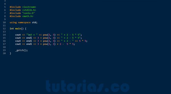 programacion en C++: operación aritmética paso a paso