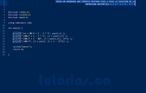 programacion en turbo C: operación aritmética paso a paso