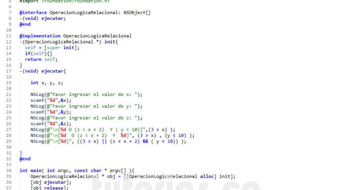 programacion en objective c: operacion logica relacional paso a paso