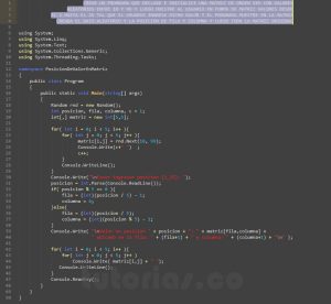 programacion en c#: posicion exacta de valor en matriz