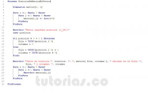 programacion en pseint: posicion exacta de valor en matriz