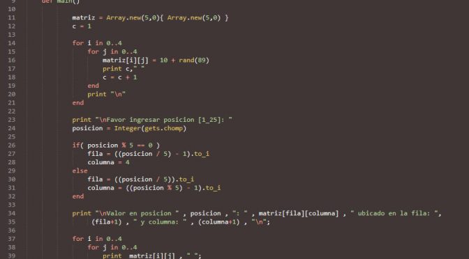 programacion en ruby: posicion exacta de valor en matriz
