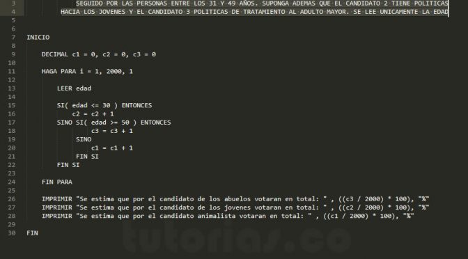 programacion en pseudocodigo: simulacion de encuesta