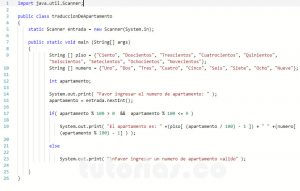 programacion en java: traduccion de apartamento