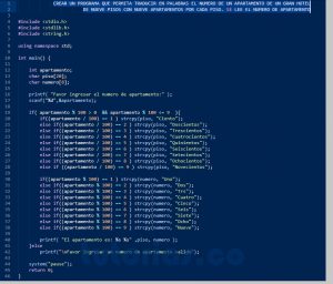 programacion en turbo C: traduccion de apartamento