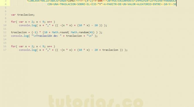 programacion en javascript: traslacion de una parabola