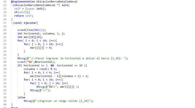 POO + Objective C (ubicacion barco batalla naval)