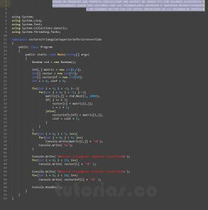 programacion en c#: vectores triangulares superior inferior invertidas