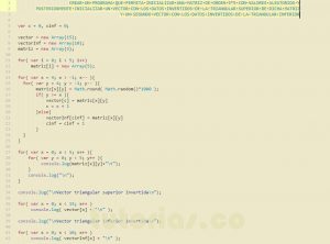 programacion en javascript: vectores triangulares superior inferior invertidas