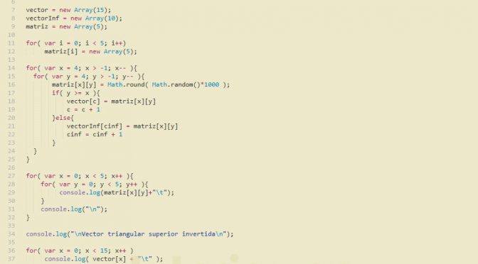 arrays + javascript (vectores triangulares superior inferior invertidos)