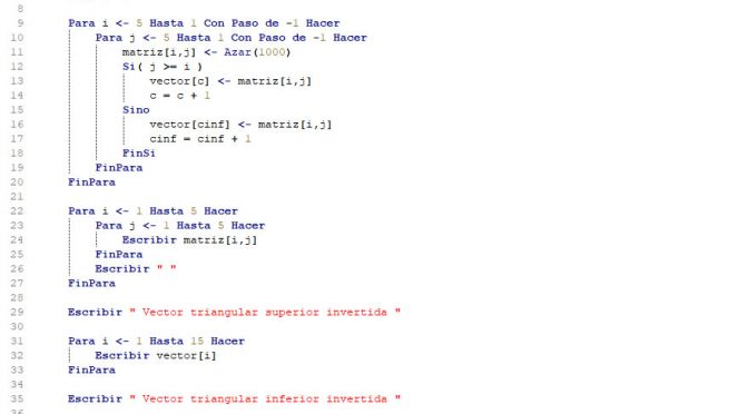 arreglos – pSeint (vectores triangulares superior inferior invertidos)