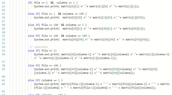 programacion en java: datos adyacentes valor matriz