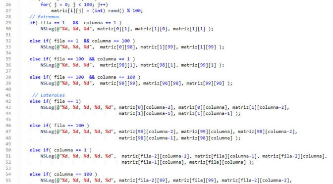 programacion en objective C: datos adyacentes valor matriz