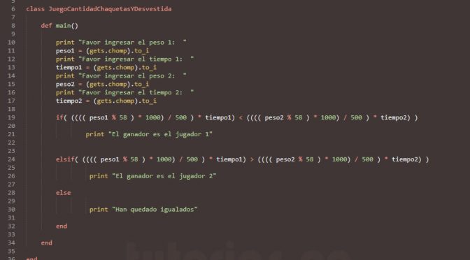 programacion en ruby: juego Cantidad Chaquetas Y Desvestida