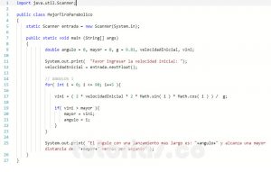 programacion en java: mejor tiro parabolico