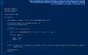 programacion en turbo C: mejor tiro parabolico