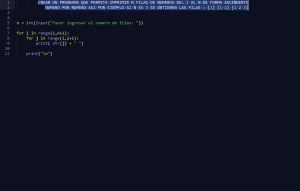 programacion en python: n filas de numeros ascendentes