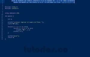 programacion en turbo C: n filas de numeros ascendentes