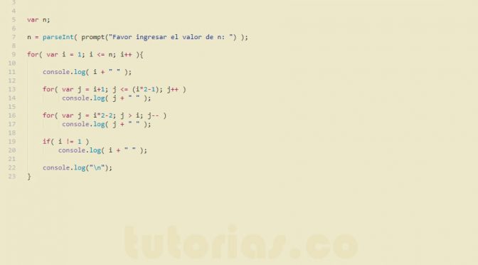 ciclo for + javascript (piramide numerica capicua)