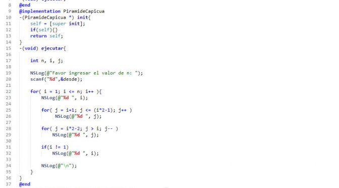 programacion en objective C: piramide numerica capicua