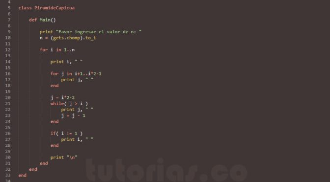 programacion en ruby: piramide numerica capicua