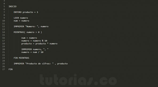 programacion en pseudocodigo: producto de digitos