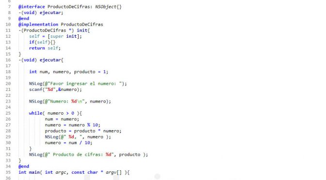 programacion en objective C: producto de digitos