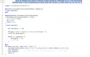 programacion en objective C: serie numerica crecimiento doble