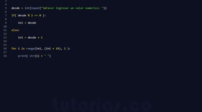 programacion en python: siguientes numeros pares