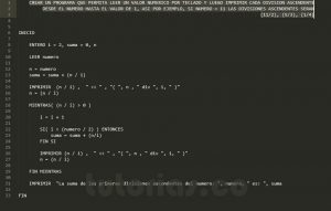 programacion en pseudocodigo: suma divisiones ascendentes