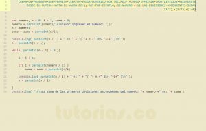 programacion en javascript: suma divisiones ascendentes
