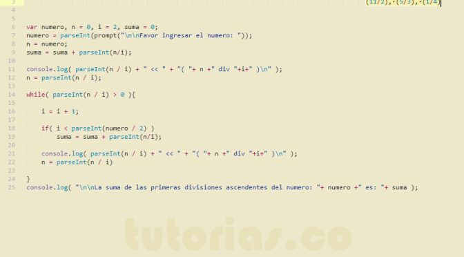 ciclo while – javascript (suma de divisiones ascendentes)