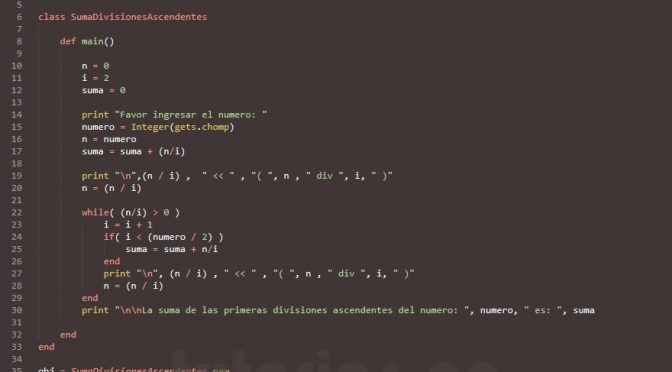 POO + ruby (suma de divisiones ascendentes)
