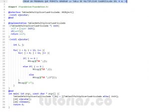 programacion en objective C: tablas de multiplicar cuadriculada