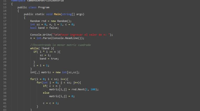 pogramacion en c#: tamaño de matriz aleatoria