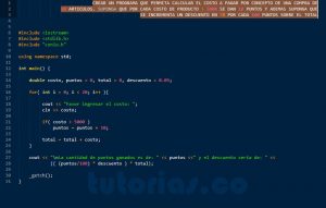 programacion en C++: cantidad puntos y descuento