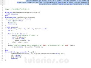 programacion en objective C: cantidad puntos y descuento