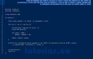 programacion en turbo C: cantidad puntos y descuento