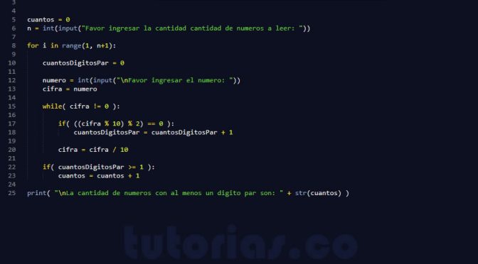 ciclo for – python (cuantos numeros con cifras pares)