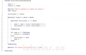 programacion en pseint: digito verificador de una cedula