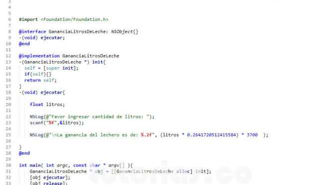 programacion en objective C: ganancia litros de leche