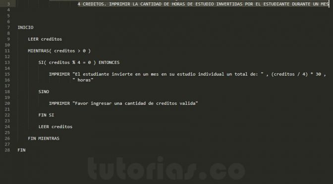 programacion en pseudocodigo: horas de estudio estudiante