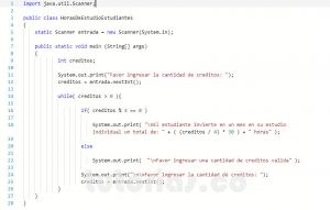 programacion en java: horas de estudio estudiant