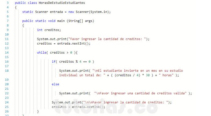 ciclo while – java (horas de estudio de un estudiante)