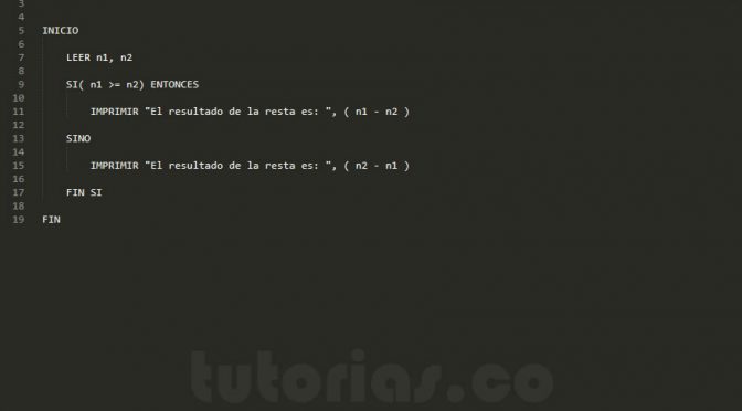 sentencia si-sino – pseudocodigo (resta selectiva)