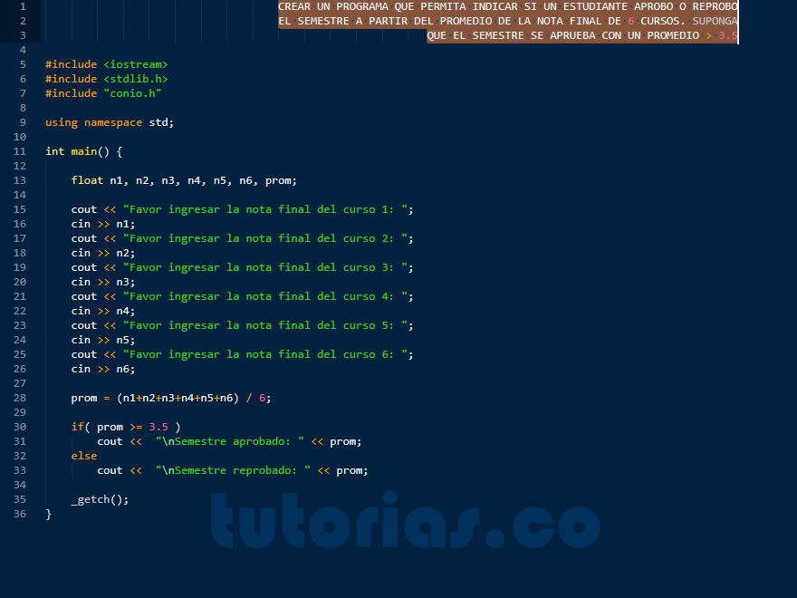 aprobacionDeSemestreC++ | Tutorias.co