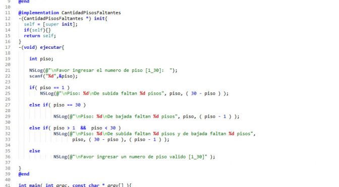 programacion en objective C: cantidad pisos faltantes