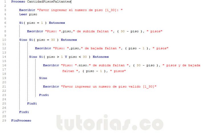 Sentencia Si Sino PSeint Cantidad Pisos Faltantes Tutorias Co