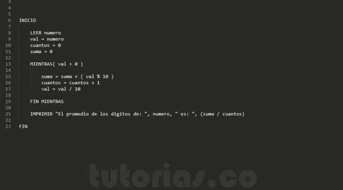 programacion en pseudocodigo: promedio cifras de un numero