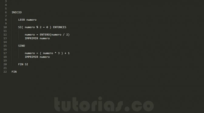 sentencia si-sino – pseudocodigo (siguiente termino conjetura de collatz)